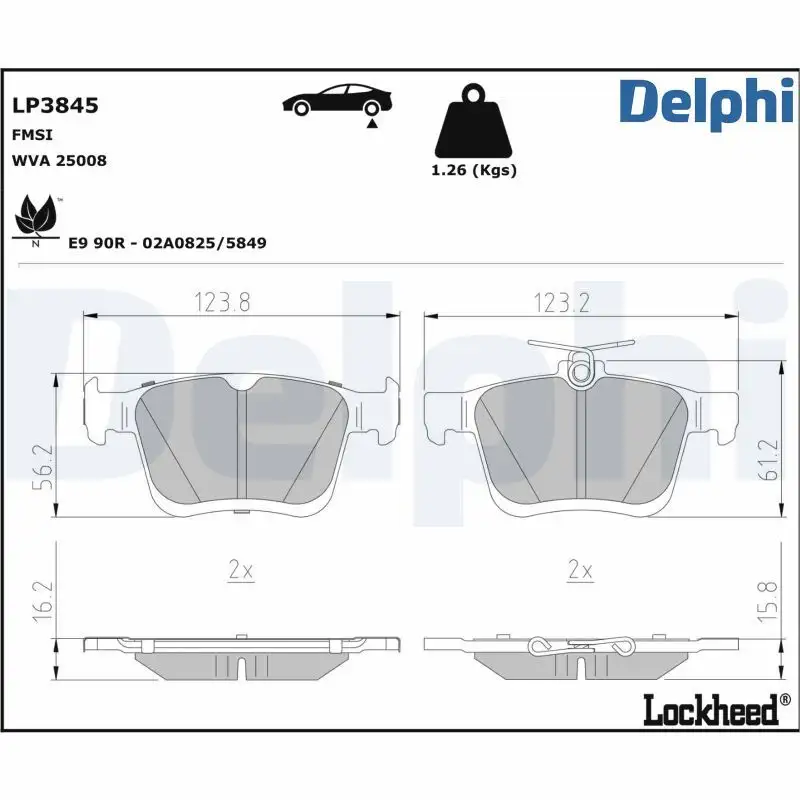 DELPHI LP3845 Arka Fren Balatası 5Q0698451AE