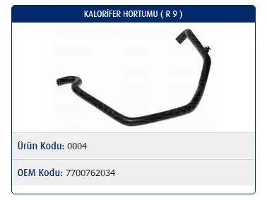 MASTER M0004 Kalorifer Hortumu 7700762034