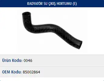 MASTER M0046 Radyatör Alt Hortumu 85002864