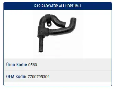MASTER M0560 Radyatör Alt Hortumu 7700795304