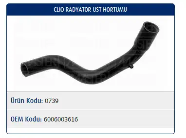 MASTER M0739 Radyatör Üst Hortumu 6006003616