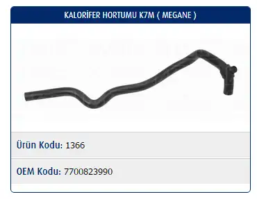 MASTER M1366 Kalorifer Hortumu 7700823990