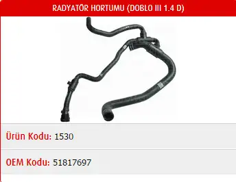 MASTER M1530 Radyatör Alt Hortumu 51817697