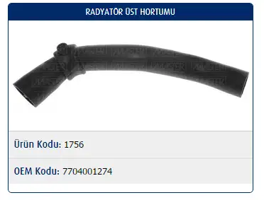 MASTER M1756 Radyatör Üst Hortumu 7704001274