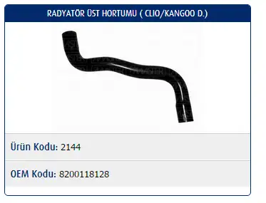 MASTER M2144 Radyatör Üst Hortumu 8200118128