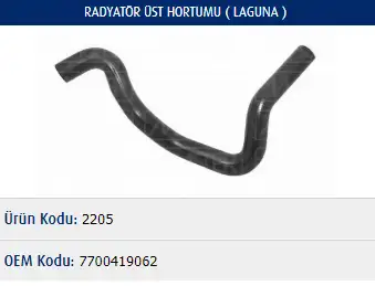 MASTER M2205 Radyatör Üst Hortumu 7700419062