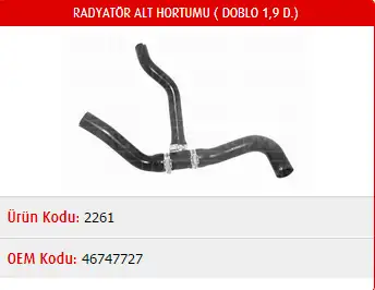 MASTER M2261 Radyatör Alt Hortumu 46747727