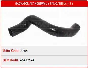 MASTER M2265 Radyatör Alt Hortumu 46417194