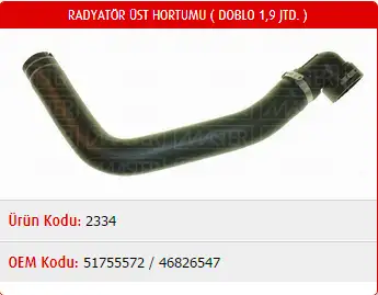 MASTER M2334 Radyatör Üst Hortumu 46826547