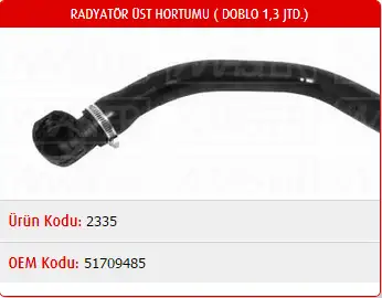 MASTER M2335 Radyatör Üst Hortumu 51709485