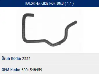 MASTER M2552 Kalorifer Hortumu 6001548459