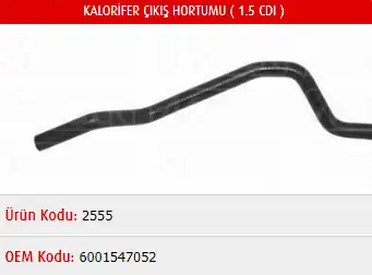 MASTER M2555 Kalorifer Hortumu 6001547052
