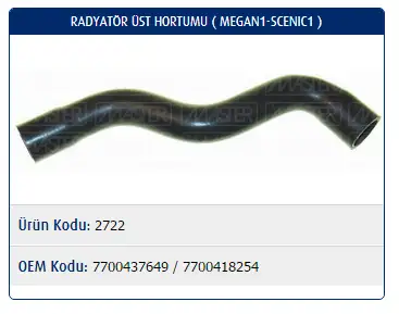 MASTER M2722 Radyatör Üst Hortumu 7700437649
