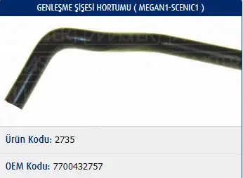 MASTER M2735 Yedek Su Deposu Hortumu 7700432757