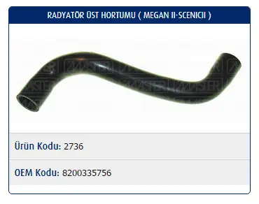 MASTER M2736 Radyatör Üst Hortumu 8200335756