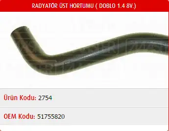 MASTER M2754 Radyatör Üst Hortumu 51755820