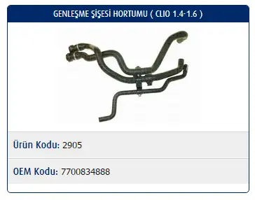 MASTER M2905 Kalorifer Hortumu 7700834888