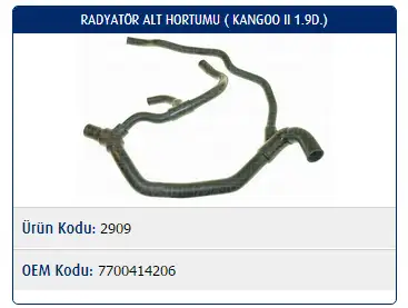 MASTER M2909 Radyatör Alt Hortumu 7700414206