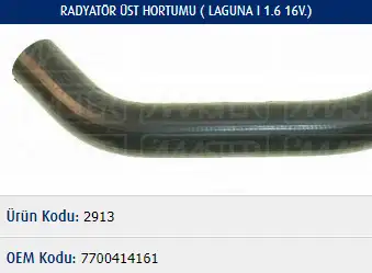MASTER M2913 Radyatör Üst Hortumu 7700414161
