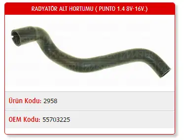 MASTER M2958 Radyatör Alt Hortumu 55703225