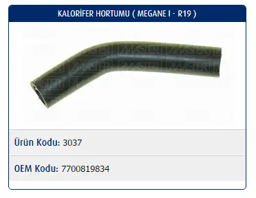 MASTER M3037 Kalorifer Hortumu 7700819834