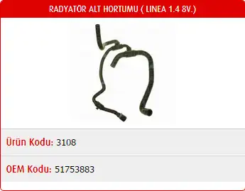 MASTER M3108 Radyatör Alt Hortumu 6001548126