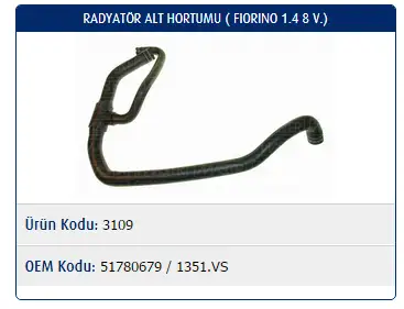 MASTER M3109 Radyatör Alt Hortumu 51780679