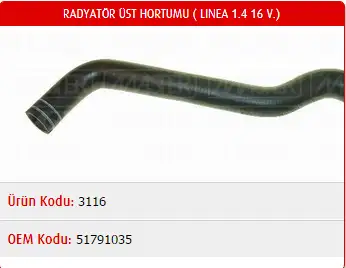 MASTER M3116 Radyatör Üst Hortumu 51791035