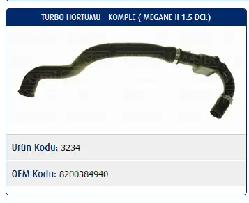 MASTER M3234 Turbo Hortumu 8200384940