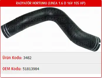 MASTER M3482 Radyatör Üst Hortumu 51813984