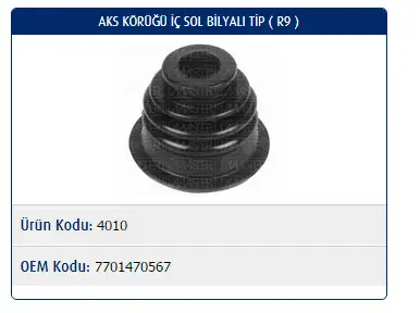 MASTER M4010 İç Aks Körüğü (Sol) 7701470567
