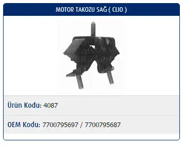 MASTER M4087 Motor Takozu (Sağ) 7700795687