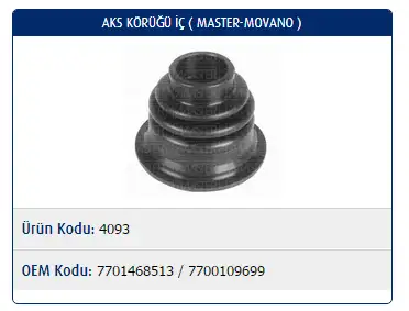 MASTER M4093 İç Aks Körüğü