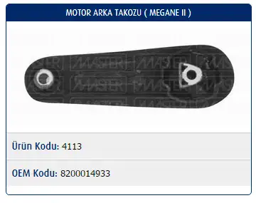 MASTER M4113 Motor Takozu (Arka) 8200014933