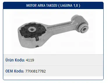 MASTER M4119 Motor Takozu (Arka) 7700817782
