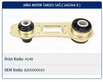 MASTER M4149 Motor Takozu (Arka) 8200000010