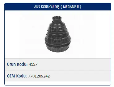 MASTER M4157 Dış Aks Körüğü 7701209242