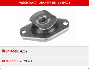 MASTER M4259 Motor Takozu (Arka) 7629021