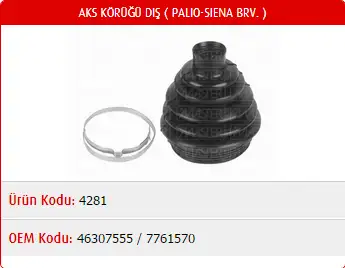 MASTER M4281 Dış Aks Körüğü 7761570