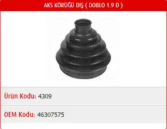 MASTER M4309 Dış Aks Körüğü