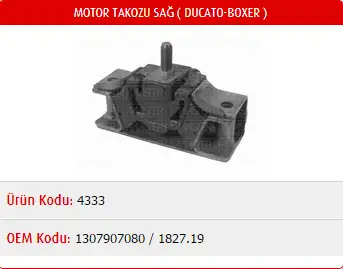 MASTER M4333 Motor Takozu (Sağ) 182719