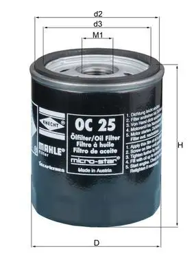 MAHLE OC25 Yağ Filtresi