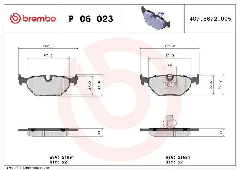 BREMBO P06023 Arka Fren Balatası