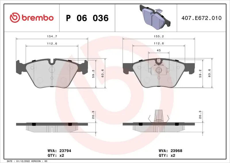 BREMBO P06036 Ön Fren Balatası