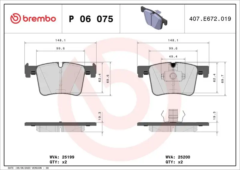 BREMBO P06075 Ön Fren Balatası