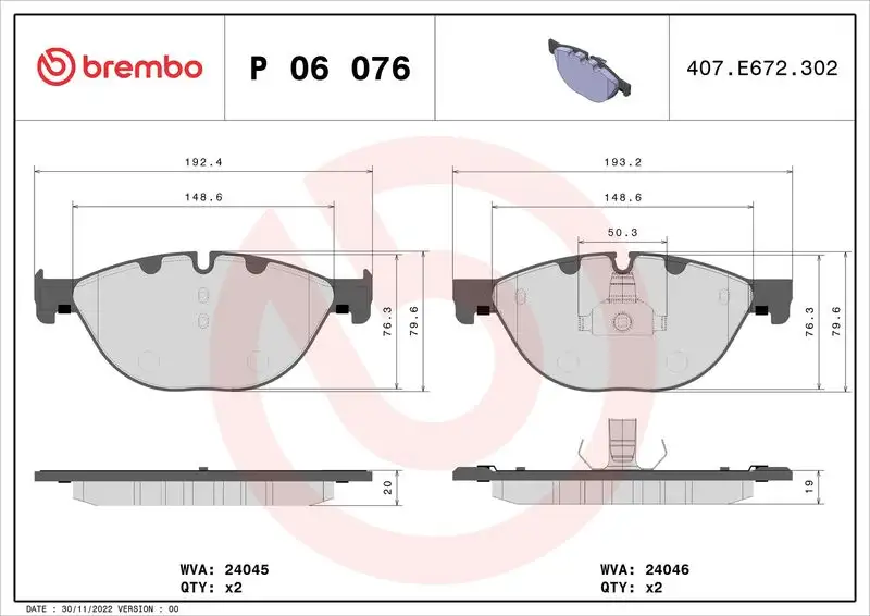 BREMBO P06076 Ön Fren Balatası