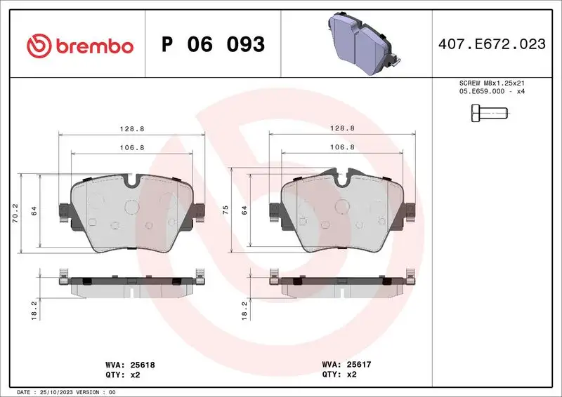 BREMBO P06093 Ön Fren Balatası