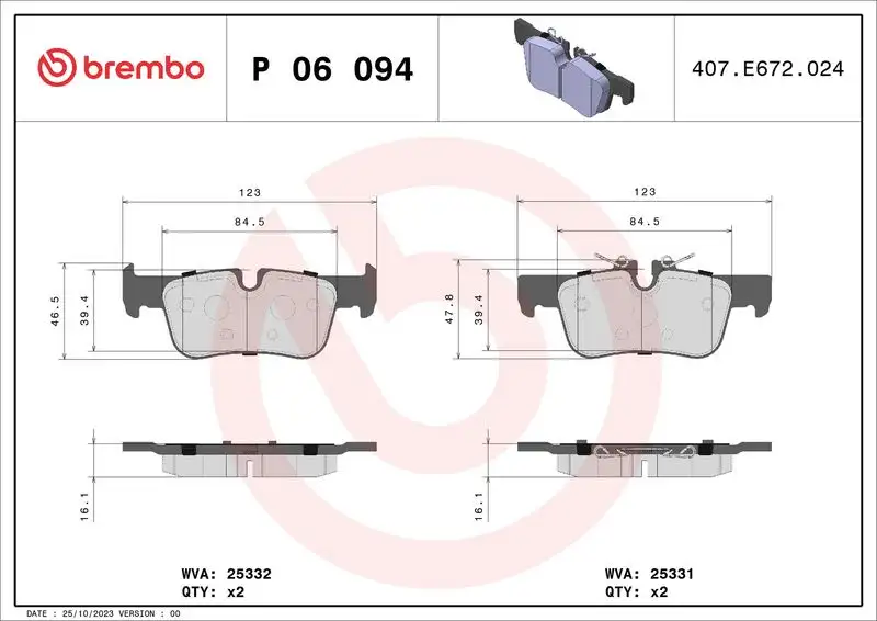 BREMBO P06094 Arka Fren Balatası