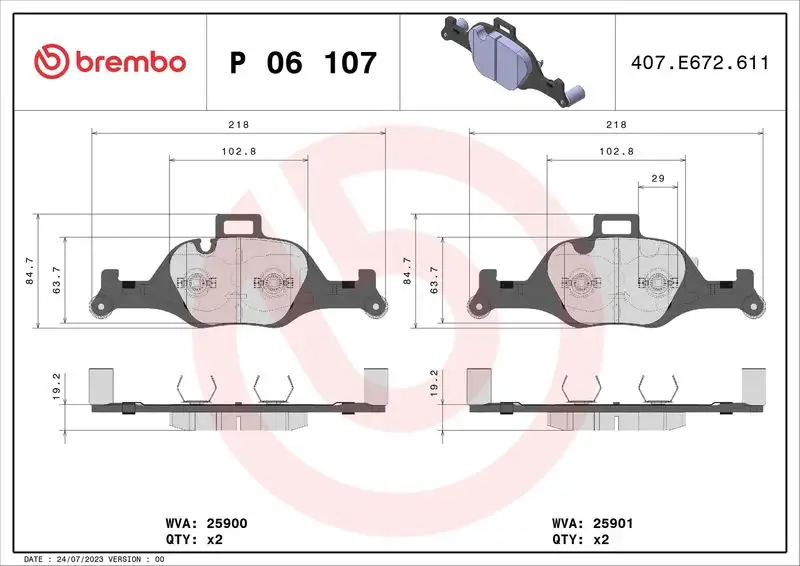 BREMBO P06107 Ön Fren Balatası