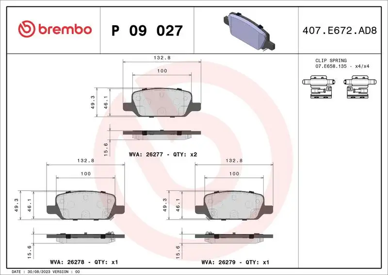 BREMBO P09027 Ön Fren Balatası 800824400B